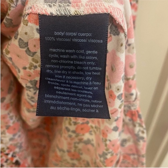 NWT Tommy Hilfiger pink Floral long sleeve band collar tie waist Dress small - Picture 6 of 9